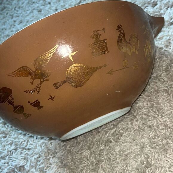 Pyrex Early Americana Cinderella 4 Qt Casserole Mixing Bowl Brown Americana 444 - Picture 16 of 16
